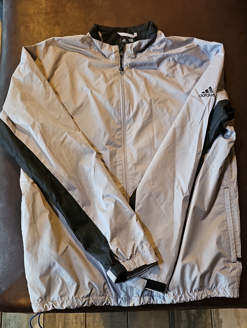 Size M adidas Men's Golf Light Gray and Black Rain Jacket/Windbreaker AND Pants